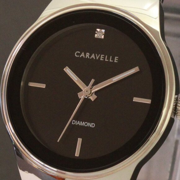 Caravelle Ladies Watch By Bulova Black Dial Diamond 12:00 Stainless 30mm - Picture 13 of 13
